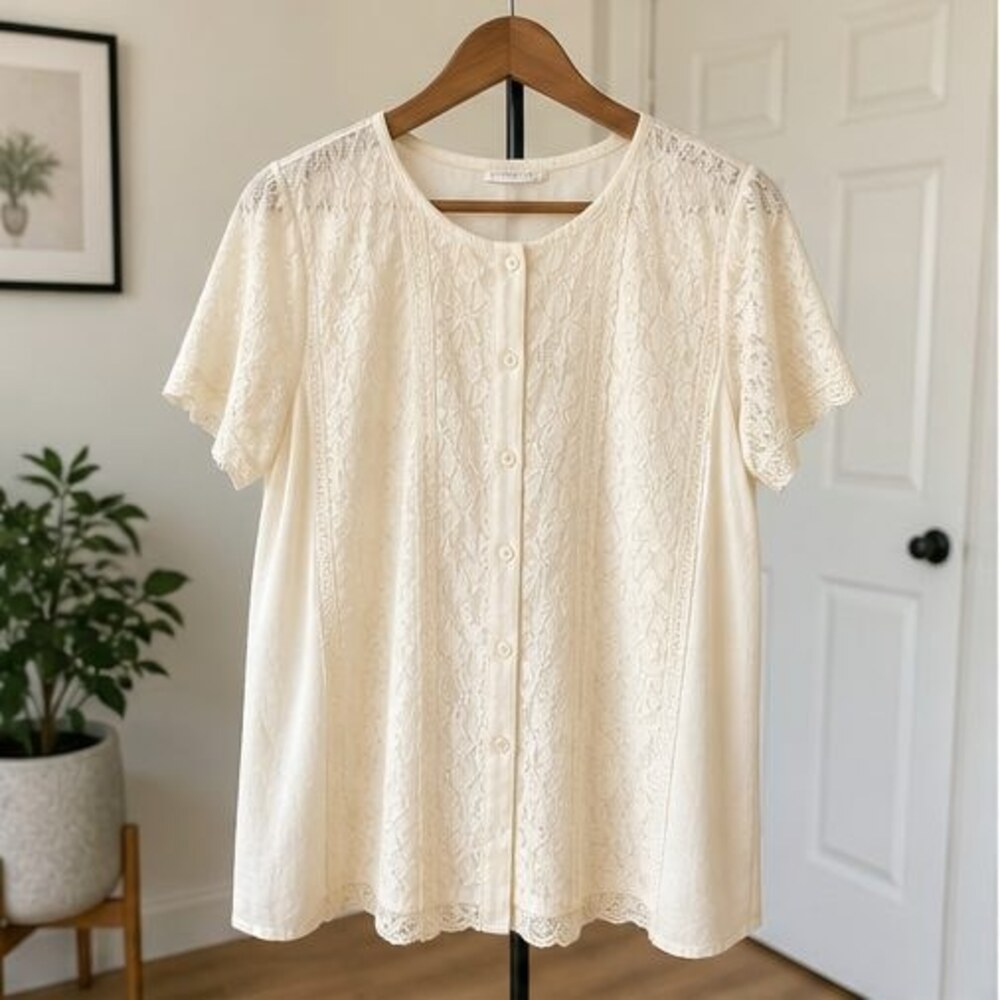 Cream Smocked Top
